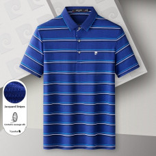 Pierre Cardin Men's Blue Striped Polo Shirt – Silk-Infused Cotton Blend P741TSA005ZQ5S